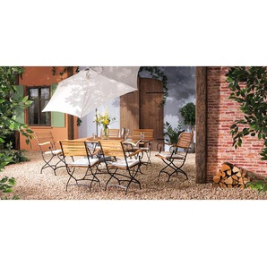 Gartenstuhl II 2er-Set Sitz & Lehne: Massivholz Akazie, geölt Gestell: Stahl, pulverbeschichtet Braun 58 x 89 x 52cm
