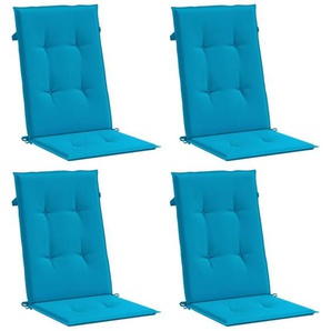 Gartenstuhlauflagen für Hochlehner 4 Stk. Blau 120x50x3cm Stoff vidaXL