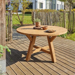 Gartentisch aus massivem recyceltem Teakholz rund 6 Sitze