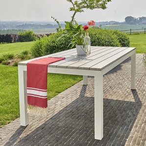 Gartentisch aus weißem und grauem Aluminium mit 8 Sitzplätzen