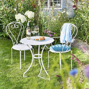 Gartentisch CENTURY Eisen, pulverbeschichtet & lackiert 58 x 71 x 58cm Weiß/Weiß