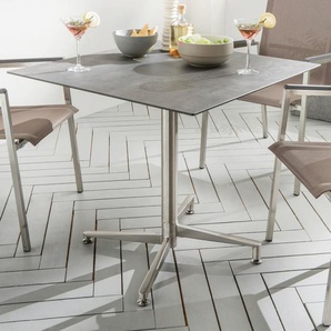 Gartentisch DESTINY LOFT Tische Gr. B/H/T: 80 cm x 75 cm x 80 cm, grau Klapptische Gestell Edelstahl, 80x80x75 cm, inkl. Tischplatte aus HPL