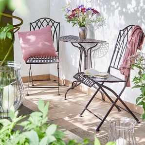 Gartentisch Eisen, galvanisiert & pulverbeschichtet 70 x 71 x 35cm Braun