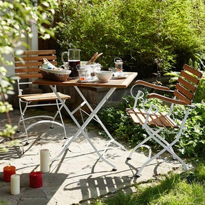 Gartentisch Gestell: Eisen, geölt Tischplatte: Teilmassivholz Akazie, geölt 80 x 76 x 80cm Weiß