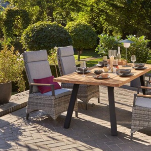 Gartentisch Kronos, schwarz/Teakholz