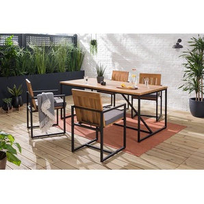 Gartentisch Gestell: Stahl, pulverbeschichtet Tischplatte: Massivholz Akazie, geölt 180 x 74 x 90cm Schwarz/Braun