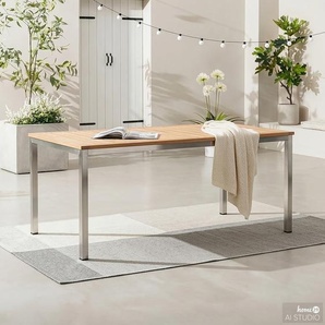 Gartentisch Tischplatte: Massivholz Teak, naturbelassen Tischgestell: Edelstahl, gebürstet 180cm Braun/Silber/Braun/Silber