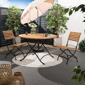 Gartentisch rund Tischplatte: Massivholz Akazie, geölt Gestell: Stahl, pulverbeschichtet 120 x 75 x 120cm Schwarz/Braun