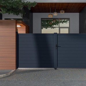 Gartentor Flügeltor Doppeltor mit Torantrieb - 397 x 181 cm - voll - Aluminium - Anthrazit - NAZARIO