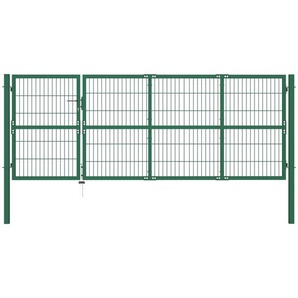 Gartentor mit Pfosten 350 x 120 cm Stahl Grün
