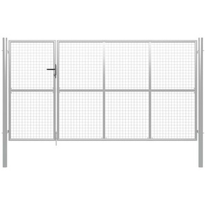 Gartentor Stahl 350 x 150 cm Silbern