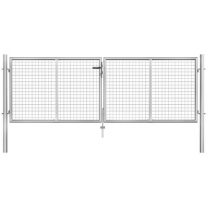 Gartentor Verzinkter Stahl 306 x 125 cm Silbern