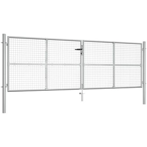 Gartentor Verzinkter Stahl 415 x 175 cm Silbern