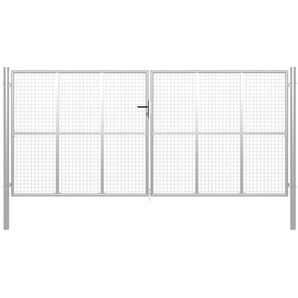 Gartentor Verzinkter Stahl 415 x 225 cm Silbern