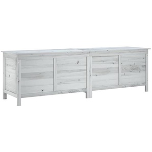 vidaXL Gartentruhe Weiß 198,5x50x56,5 cm Massivholz Tanne