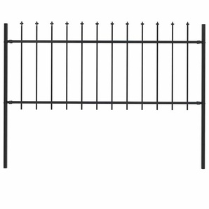 Gartenzaun mit Speerspitzen Stahl 1,8 m Schwarz