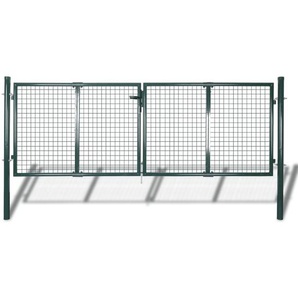 Zauntor Stahl 306 x 125 cm Grün