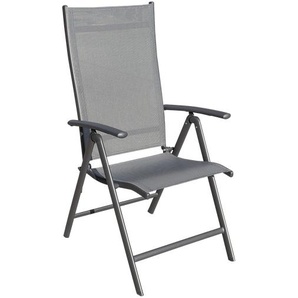 GARVIO Klappsessel, Sitz und Rücken Textilen Anthrazit Gestell Alu Anthrazit (max.110KG )
