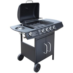 vidaXL Gasgrill 4+1 Brenner Schwarz