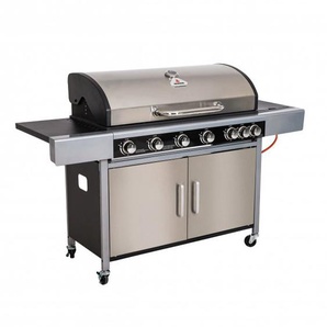 Gasgrill Edelstahl 6 Brenner mit Kochfeld