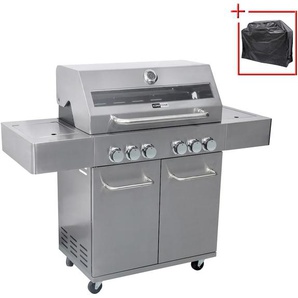 KONIFERA Gasgrill Ancona, 4 Brenner, inkl. Hähnchenspieß + Schutzhülle, BxTxH: 138x54x114 cm