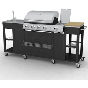 Gasgrill mit 4+1 Flammen Schwarz