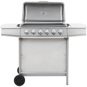 vidaXL Gasgrill mit 6 Flammen Edelstahl Silbern