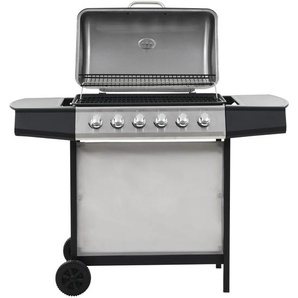 vidaXL Gasgrill mit 6 Flammen Edelstahl Silbern