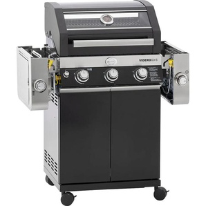 Gasgrill RÖSLE BBQ-Station VIDERO, 25520 Grills Gr. B/H/T: 127 cm x 117,5 cm x 57 cm, schwarz Gasgrills Grills G3-S Schwarz, 3 Brenner, extra Primezone und Seitenbrenner, VARIO+
