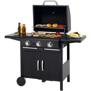 Gasgrill TEPRO Mayfield, schwarz, B:127cm H:103cm T:58cm, Grills, BxTxH: 127x58x103 cm, 3-Brenner á 3 kW