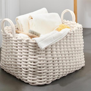 Geflochtener Korb mit 2 Henkeln - creme - Wolle -
