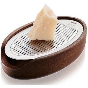 Gefu Käsereibe Parmezo, Silber, Walnuss, Holz, Metall, Akazie, 9x4x15 cm, Auffangbehälter, Kochen, Küchenhelfer, Küchenreiben