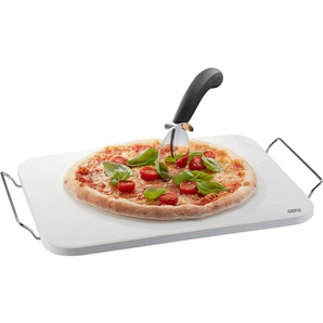 GEFU Pizzastein Set: Pizzastein DARIOSO mit Gestell + Pizzaschneider + Pizza-Schieber, Edelstahl, Keramik, Kunststoff, (Set, 4-St., Pizzastein, Gestell, Pizzaschneider, Pizzaschieber), Premium-Qualität, vielseitig, leicht zu reinigen, perfektes Geschenk
