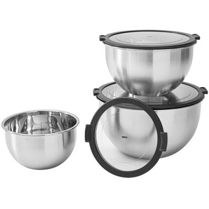 Gefu Schüsselset Mondi, Schwarz, Transparent, Metall, Kunststoff, 3-teilig, rund, Essen & Trinken, Geschirr, Schalen & Schüsseln, Schüsselset