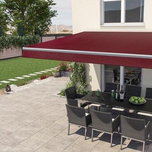 Gelenkarmmarkise WISMAR Berlin Markisen Gr. 350 cm, 200 cm, rot (bordeaux rot) Gelenkarm-Markisen SOLAR- Motor mit Funkfernbedienug, 350 x 200 cm