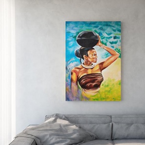 Gemälde Africa 100x140 cm Mehrfarbig Acryl auf Leinwand, Dekoartikel