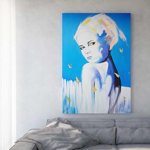Gemälde Butterflys 100x140 cm Mehrfarbig Acryl auf Leinwand, Dekoartikel