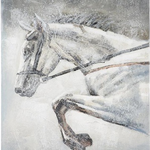 Gemälde GILDE Gemälde Springendes Pferd Bilder Gr. B/H/T: 20 cm x 30 cm x 7 cm, 1 St., grau Gemälde