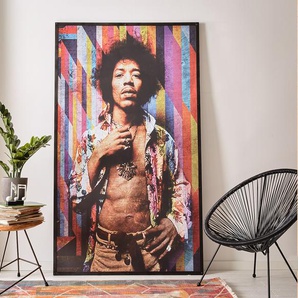 Gemälde Jimi Hendrix 120x200 cm Mehrfarbig Recyceltes Metall Multi Color, Wandbilder