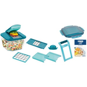 Genius Gemüseschneiderset Nicer Dicer Chef Pro, Petrol, Metall, Kunststoff, 12-teilig, 20.5x24.5x25 cm, Lfgb, Reach, Kochen, Küchenhelfer,
