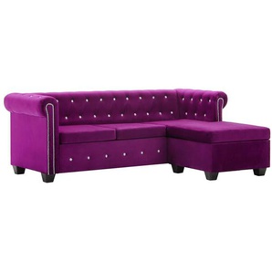 Chesterfield Sofa L-förmig Samtbezug 199x142x72 cm Lila