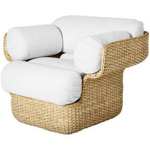 Gepolsterter Sessel Basket textil faser weiß beige holz natur / By Joe Colombo (1967) - Gubi - Holz natur