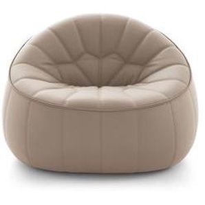 Gepolsterter Sessel Ottoman leder beige / Kunstleder - Cinna - Beige