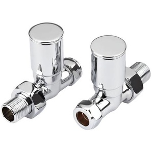 Gerade manuelle Heizkörperventile (Paar) für 15mm Kupferrohre, Chrom