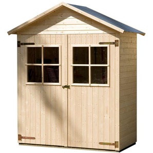 Geräteschrank WEKA Garten-/Terrassenschrank 357 Gr.2 Schränke Gr. B/H/T: 185 cm x 216 cm x 105 cm, beige (naturbelassen) Geräteschränke natur, Satteldach, 14 mm