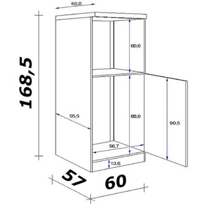 Geräteumbauschrank Spa | grau | 60 cm | 168,5 cm | cm 60,0 |