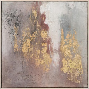 Gerahmtes Leinwandbild Abstrakte Farbkomposition mit Rose und Gold II