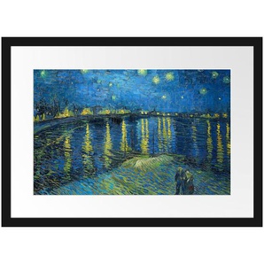 Gerahmtes Leinwandbild Die Sternennacht über der Rhone von Vincent Van Gogh