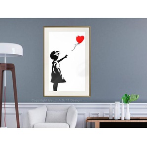 Gerahmtes Poster Banksy Mädchen mit Luftballon I