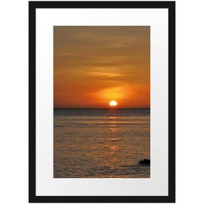 Gerahmtes Poster Sonnenuntergang am Meer